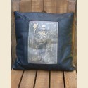 Vintage leather pillow " Day of the Dead"