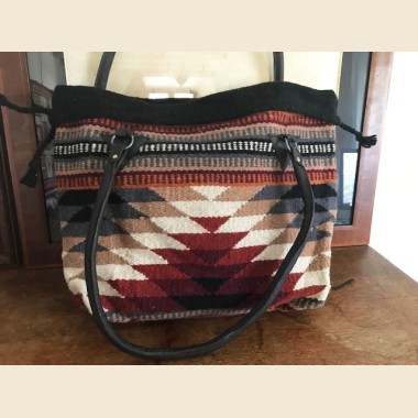 Sac navajo cuir et tapisserie "Chelly"