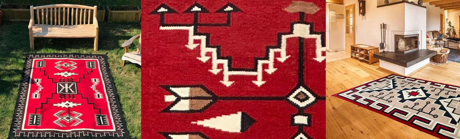 Wool rug with Native American motifs
